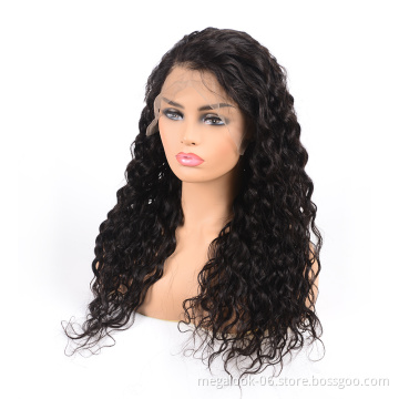 MegaLook Pre Plucked Bleached Knots 250% density Real Indian Remi Human Hair Water Wave Lace Front Wig